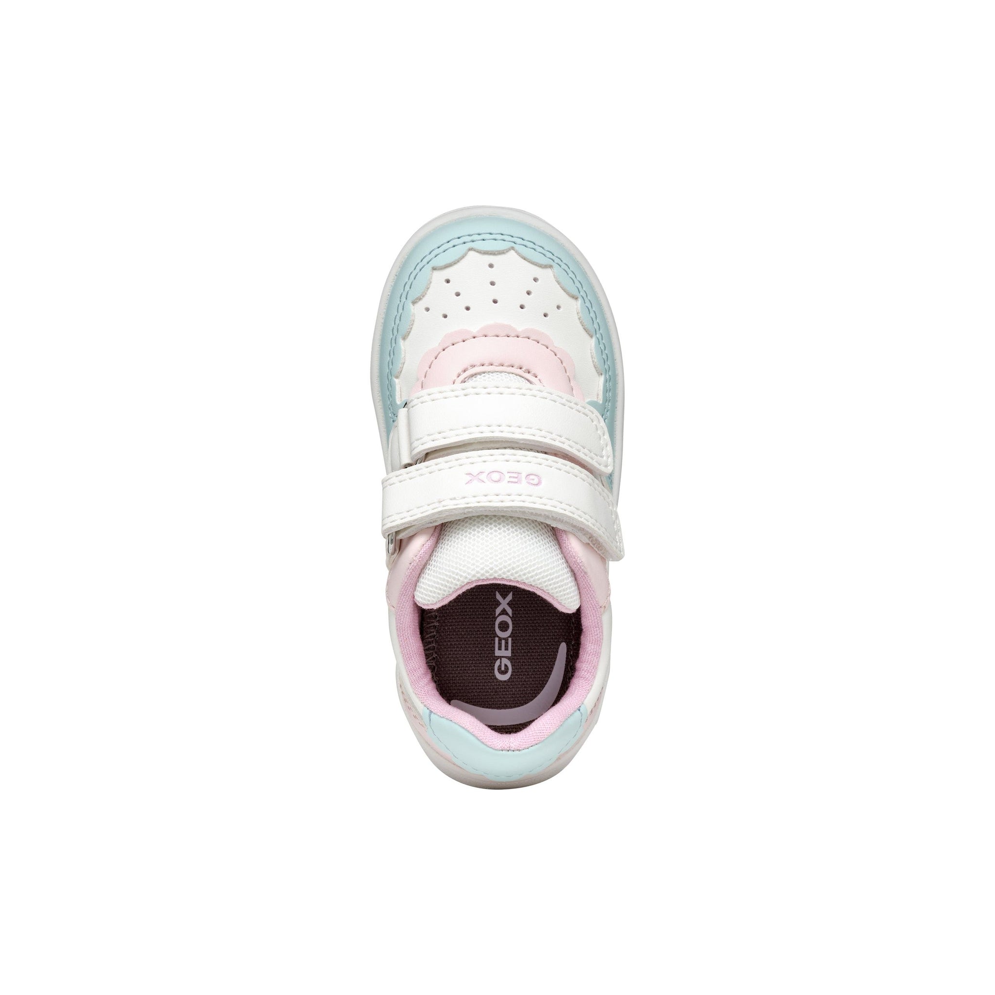 GEOX Eclyper (B555MA)- Girls Velcro Trainer in White/Aqua&nbsp;| GEOX Shoes | Wisemans | Bantry | Shoe Shop | Munster | Ireland