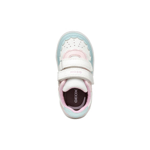 GEOX Eclyper (B555MA)- Girls Velcro Trainer in White/Aqua&nbsp;| GEOX Shoes | Wisemans | Bantry | Shoe Shop | Munster | Ireland