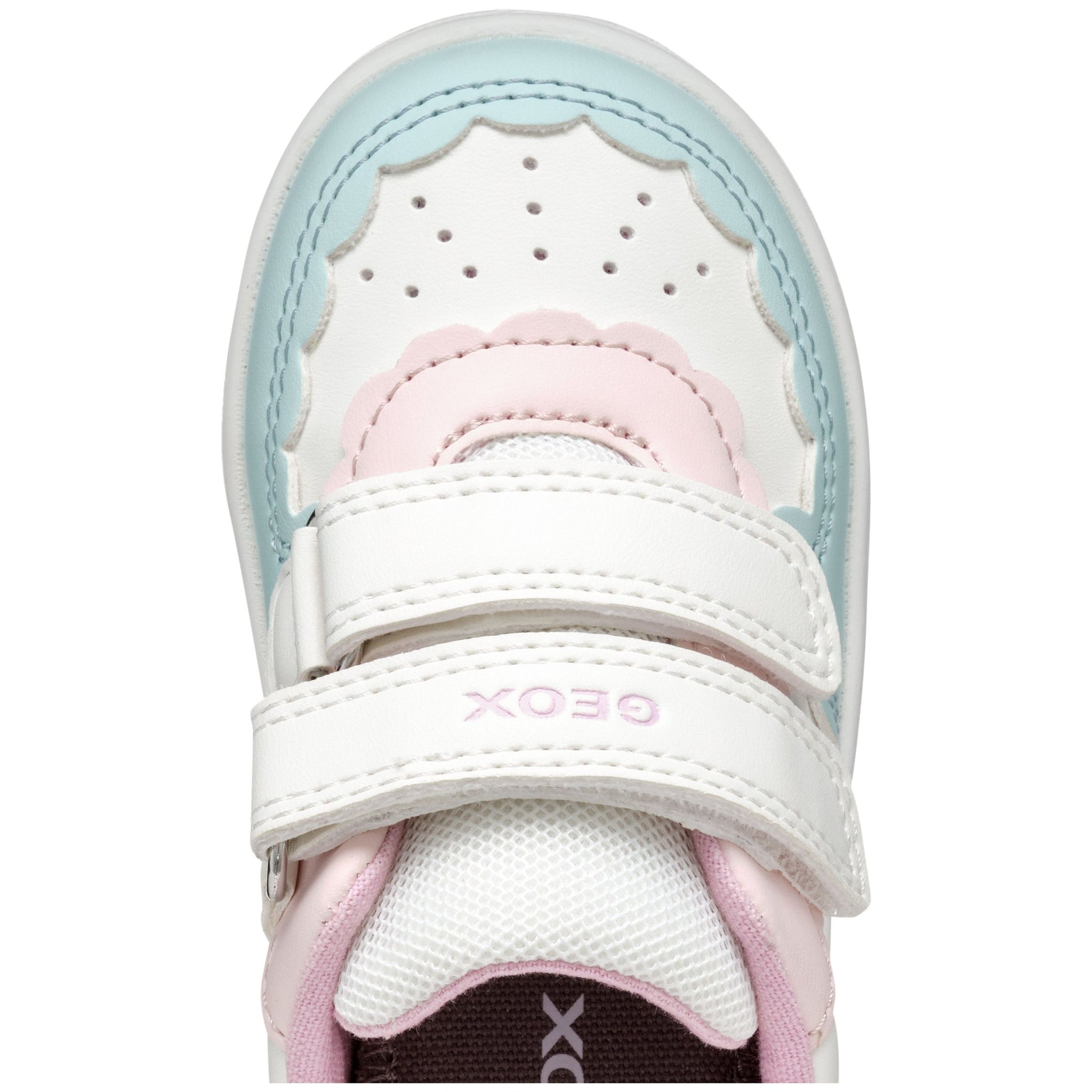 GEOX Eclyper (B555MA)- Girls Velcro Trainer in White/Aqua&nbsp;| GEOX Shoes | Wisemans | Bantry | Shoe Shop | Munster | Ireland