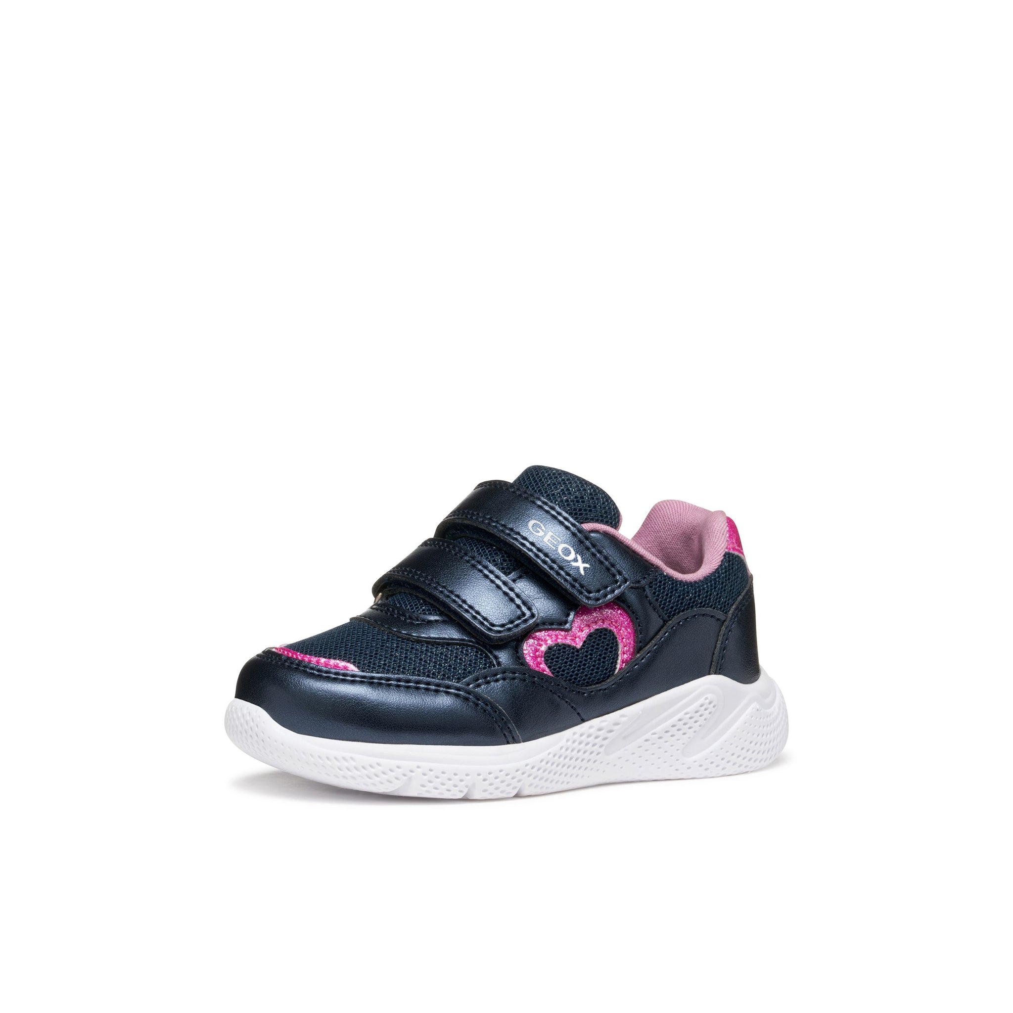 Geox Sprintye(B564TA) - Girls Velcro Trainer in Navy/Pink| GEOX Shoes | Kids Shoes | Wisemans | Bantry | Shoe Shop | Munster.