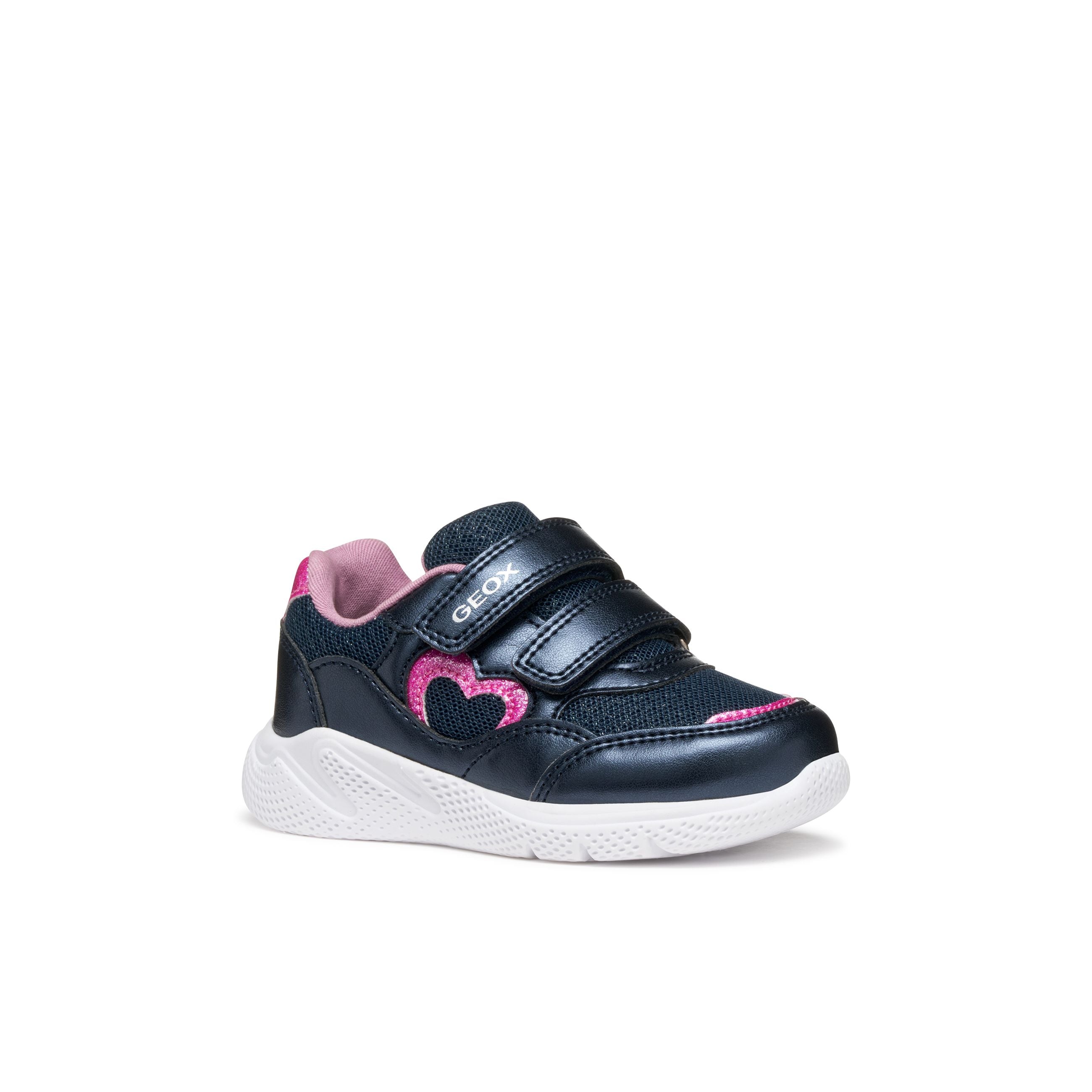 Geox Sprintye(B564TA) - Girls Velcro Trainer in Navy/Pink| GEOX Shoes | Kids Shoes | Wisemans | Bantry | Shoe Shop | Munster.