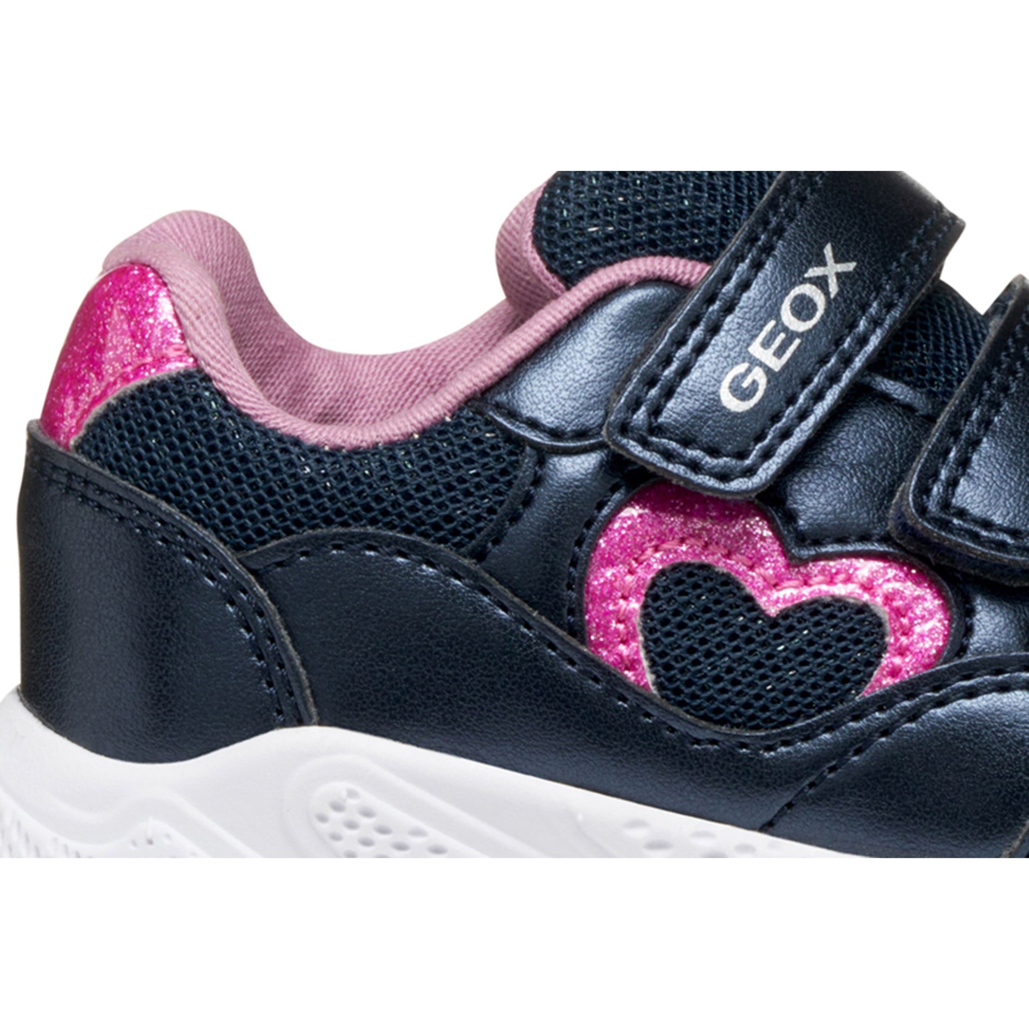 Geox Sprintye(B564TA) - Girls Velcro Trainer in Navy/Pink| GEOX Shoes | Kids Shoes | Wisemans | Bantry | Shoe Shop | Munster.