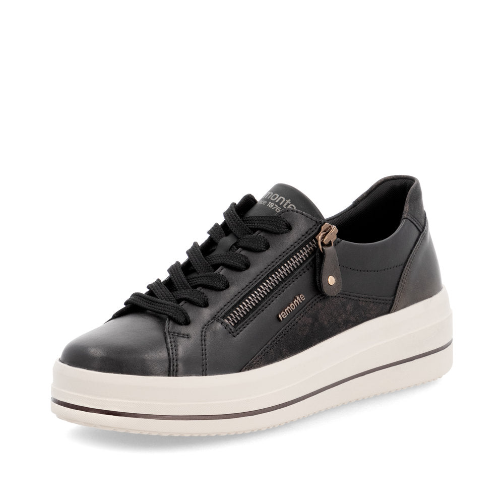 Remonte D1C01- Ladies Lace with Zip Trainer in Black Multi | Remonte Shoes | Wisemans | Bantry | Shoe Shop | West Cork | Munster