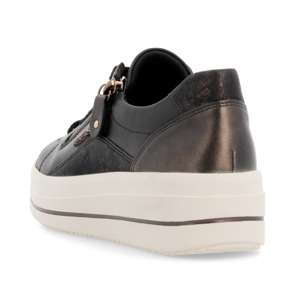 Remonte D1C01- Ladies Lace with Zip Trainer in Black Multi | Remonte Shoes | Wisemans | Bantry | Shoe Shop | West Cork | Munster