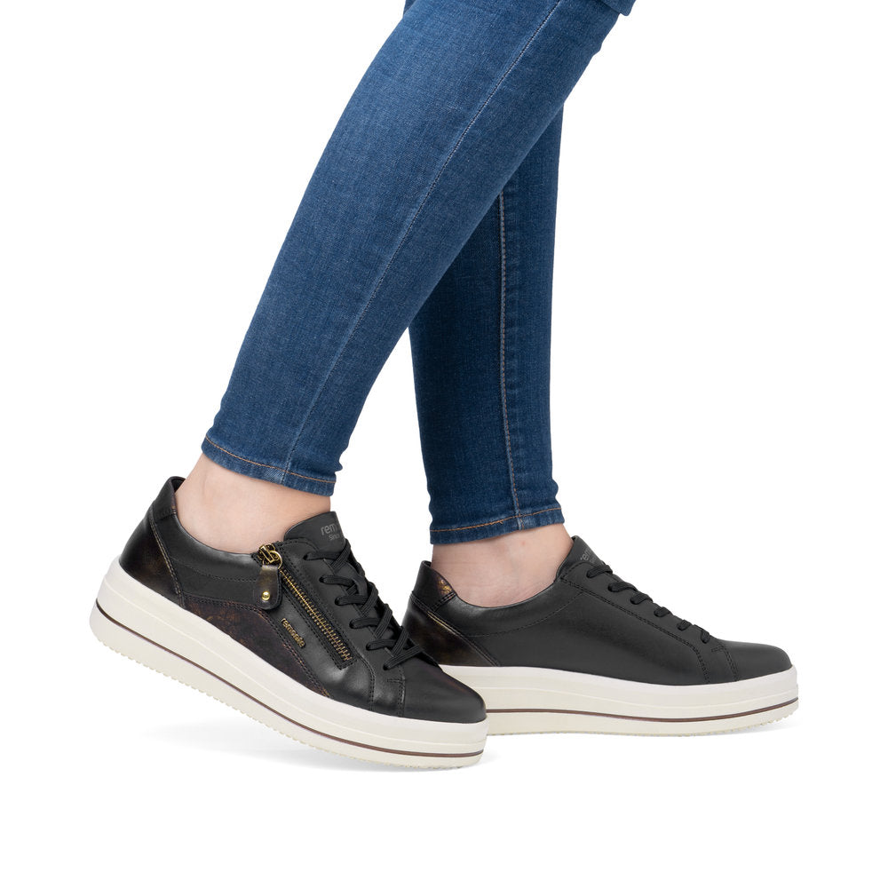 Remonte D1C01- Ladies Lace with Zip Trainer in Black Multi | Remonte Shoes | Wisemans | Bantry | Shoe Shop | West Cork | Munster