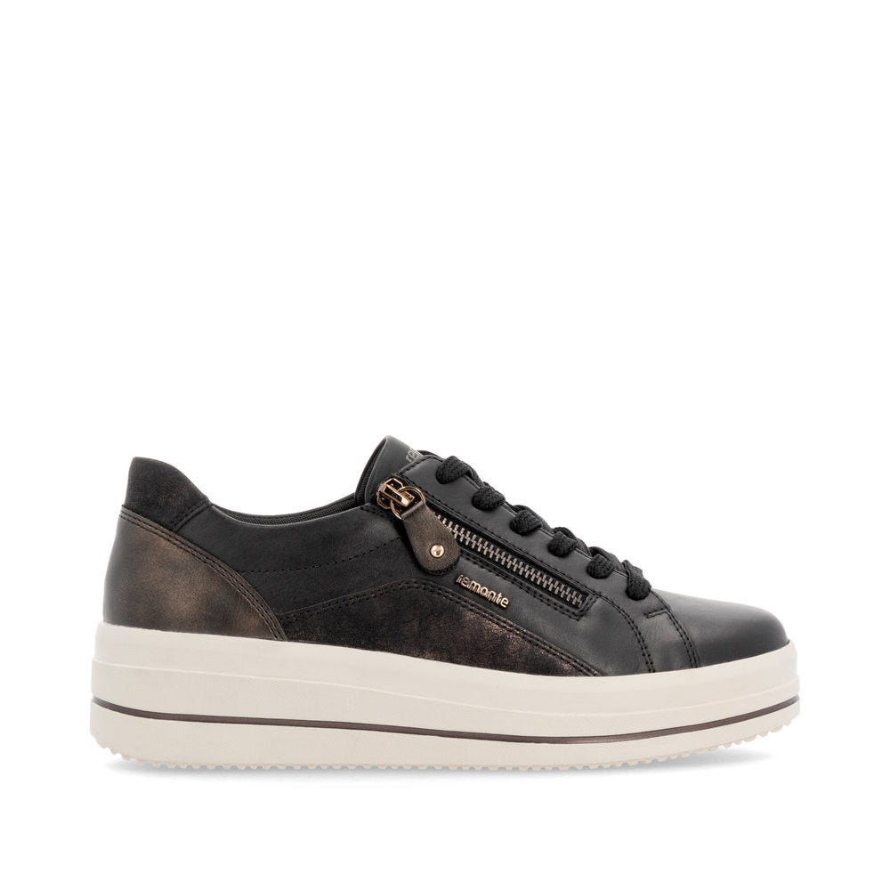 Remonte D1C01- Ladies Lace with Zip Trainer in Black Multi | Remonte Shoes | Wisemans | Bantry | Shoe Shop | West Cork | Munster