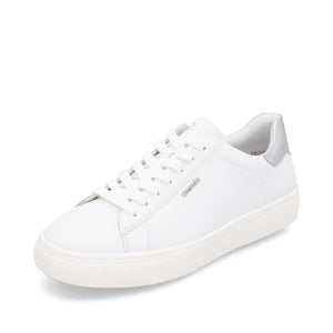 Remonte D2j00 -Ladies Lace Trainer in White/Silver | Remonte Shoes | Wisemans | Bantry | Shoe Shop | West Cork | Munster