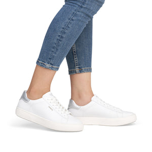 Remonte D2j00 -Ladies Lace Trainer in White/Silver | Remonte Shoes | Wisemans | Bantry | Shoe Shop | West Cork | Munster