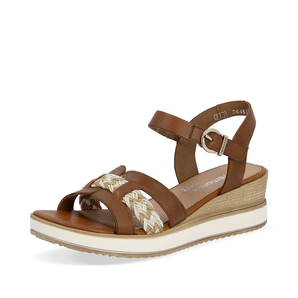 Remonte D6461 - Ladies Low Wedge Sandal in Brown | Remonte Shoes | Wisemans | Bantry | West Cork | Ireland