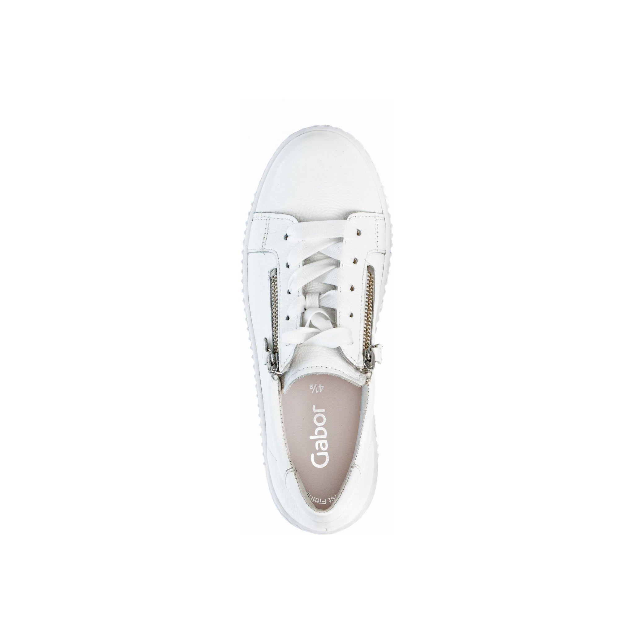 Gabor Wisdom (63.334.21) - Ladies White Lace Trainer with Double Side Zip in White | Gabor Shoes | Wisemans | Bantry | Shoe Shop | West Cork | Munster