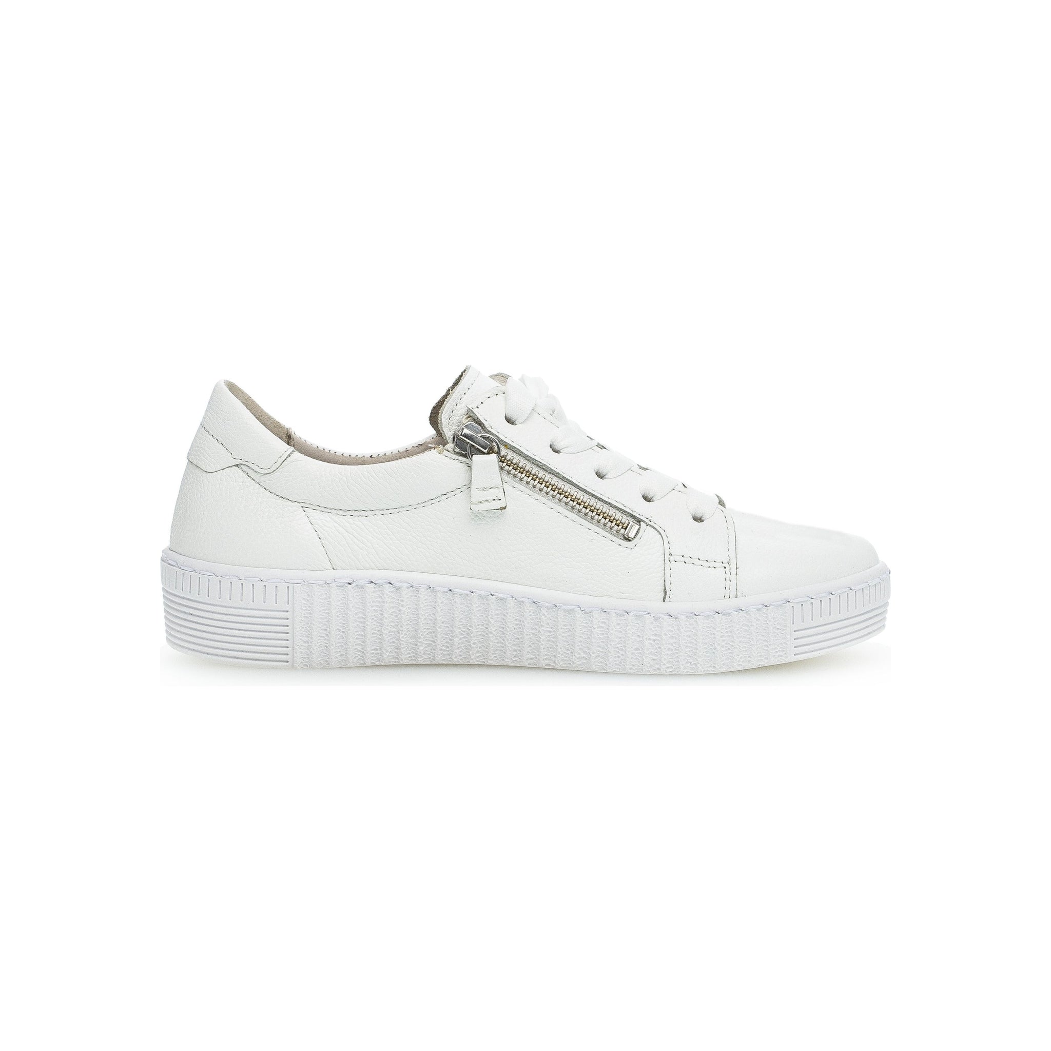 Gabor Wisdom (63.334.21) - Ladies White Lace Trainer with Double Side Zip in White | Gabor Shoes | Wisemans | Bantry | Shoe Shop | West Cork | Munster