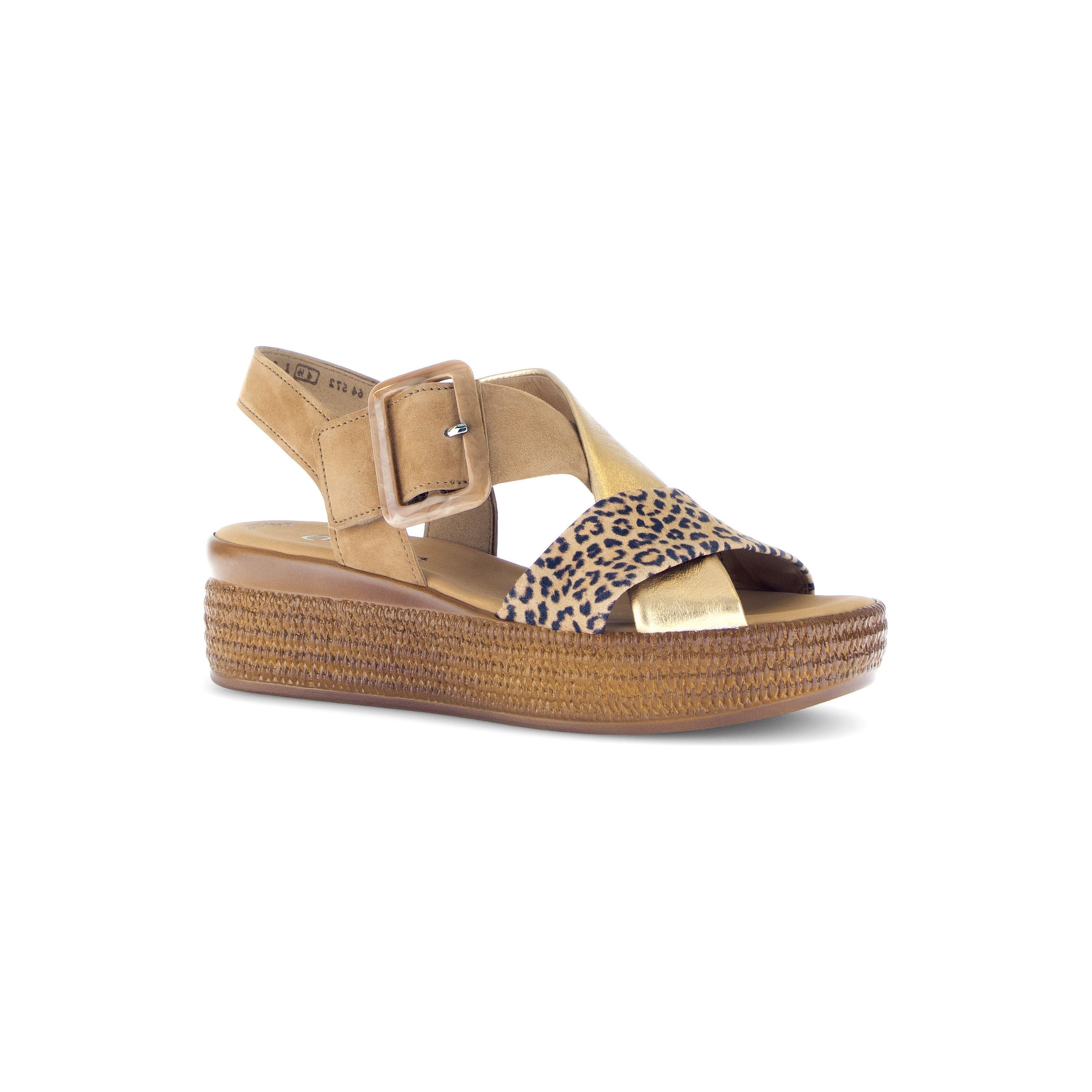 Gabor Gavotte (64.572.27) - Ladies Wedge Sandals in Tan Multi | Gabor Shoes | Wisemans | Bantry | Shoe Shop | West Cork | Munster
