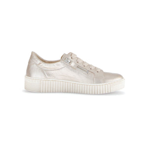 Gabor Wisdom (63.334.62) -&nbsp; Ladies White Lace Trainer with Double Side Zip in Gold | Gabor Shoes | Wisemans | Bantry | Shoe Shop | Munster | Ireland