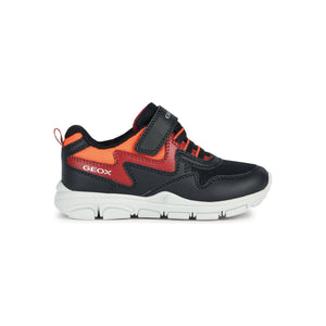 Geox Torque(J267NA)- Kids Velcro Trainer in Black/Red | Geox Shoes | Childrens Shoe Fitting | Wisemans | Bantry | West Cork | Ireland