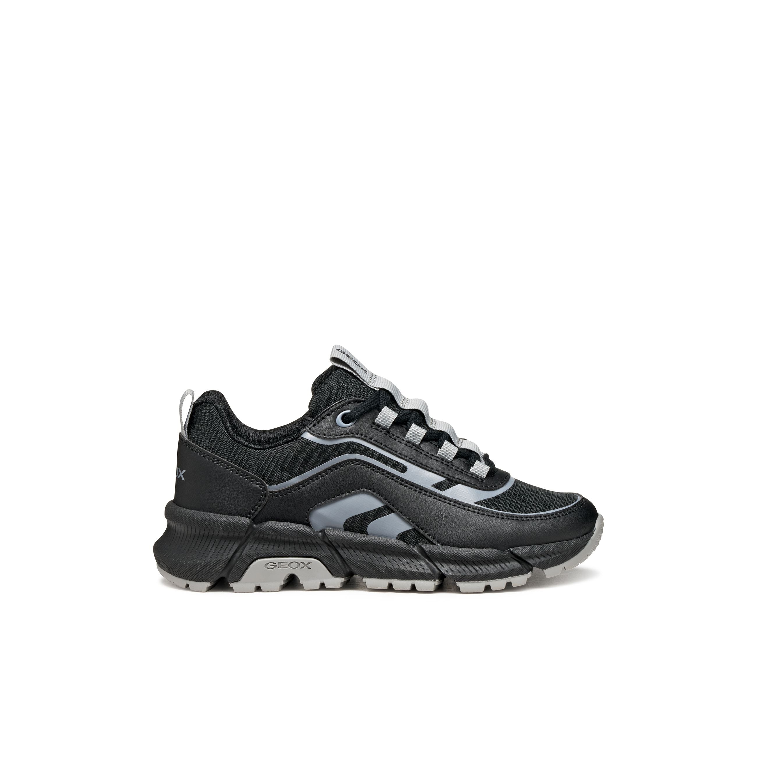 GEOX Flexyper - Kids Lace Trainer in Black