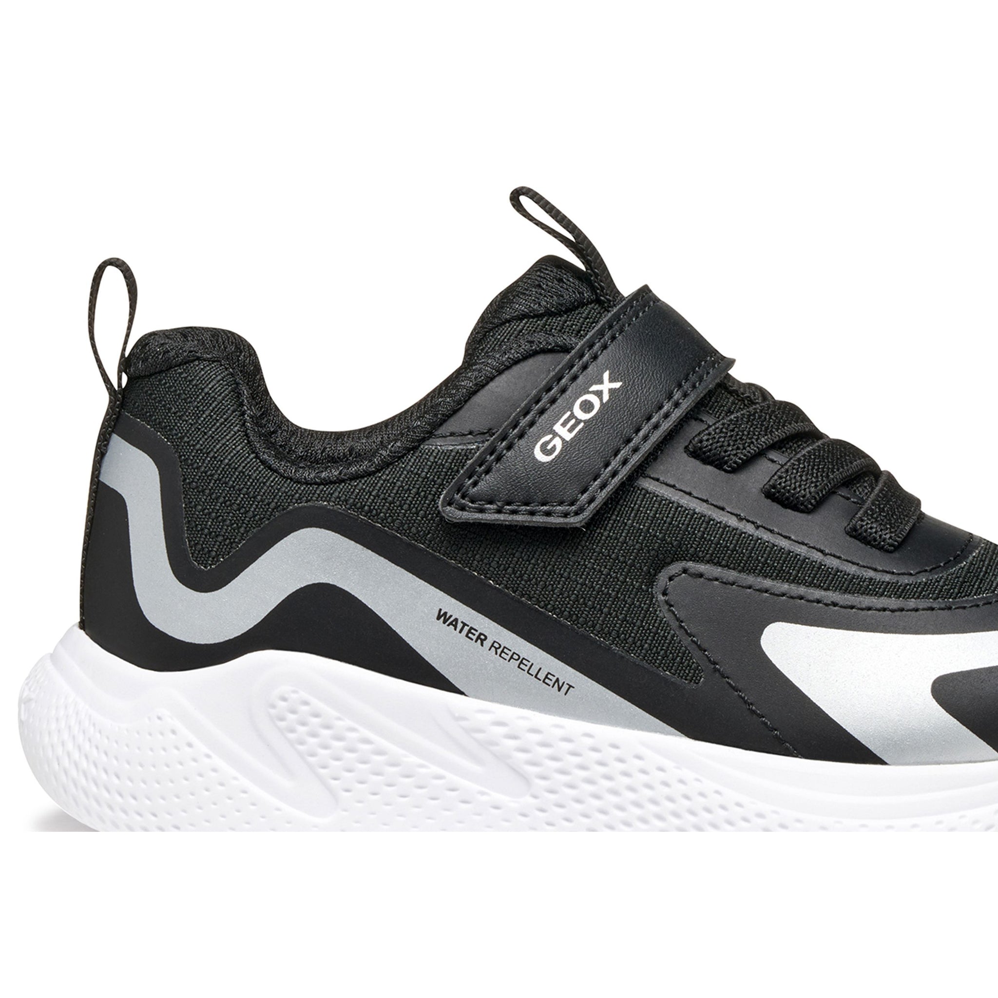 GEOX Sprintye(J56NXA) - Kids Water Resistant Velcro Trainer In Black | GEOX Shoes | Kids Shoes | Wisemans | Bantry | Shoe Shop | Munster.