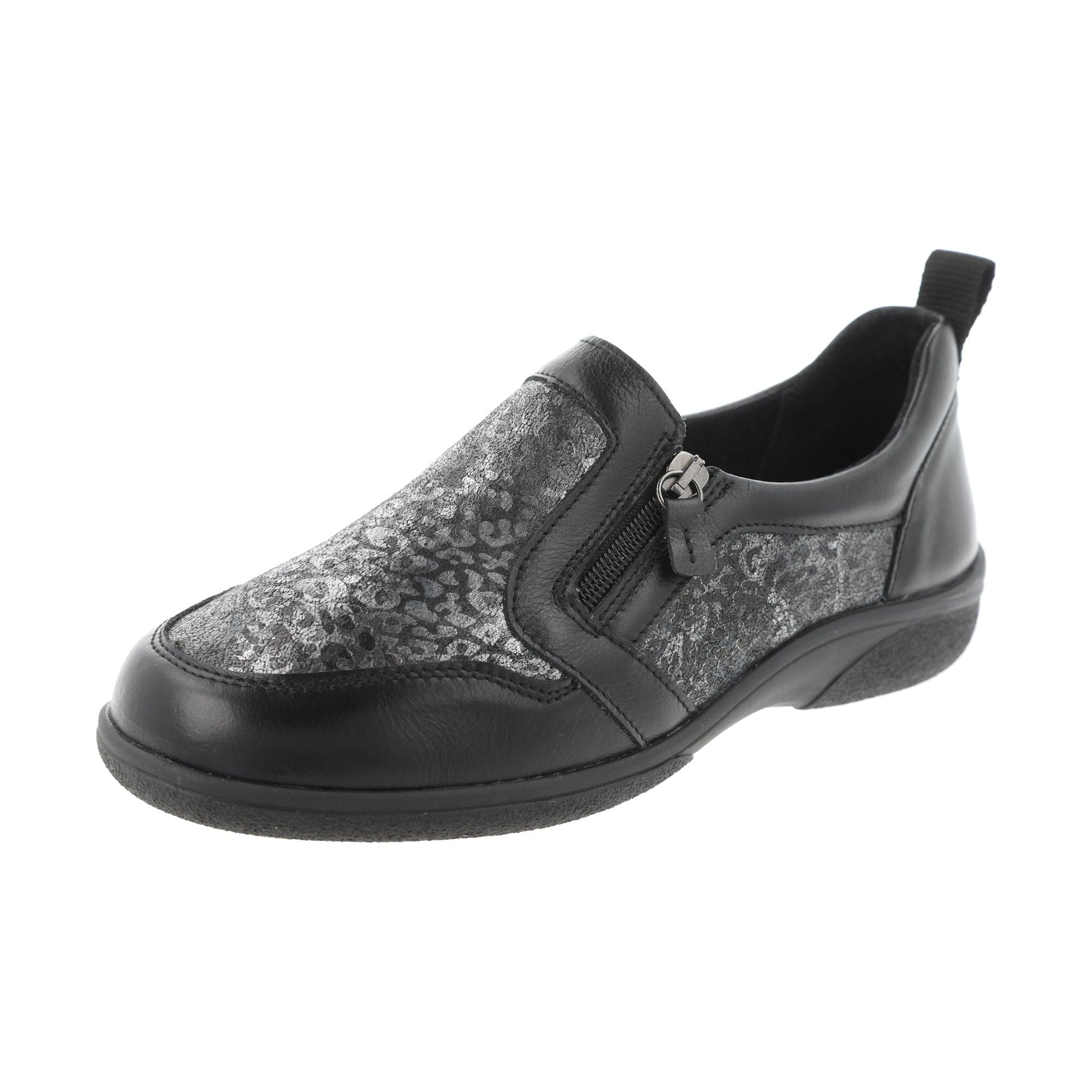 Easy B Manx 2V (75067A)-  Ladies Extra Wide Fit Strech with Double Zip in Black. Easy B Shoes | Wide Fit Shoes | Personal Shoe Fitting Service | Wisemans | Bantry | West Cork | Munster | Ireland
