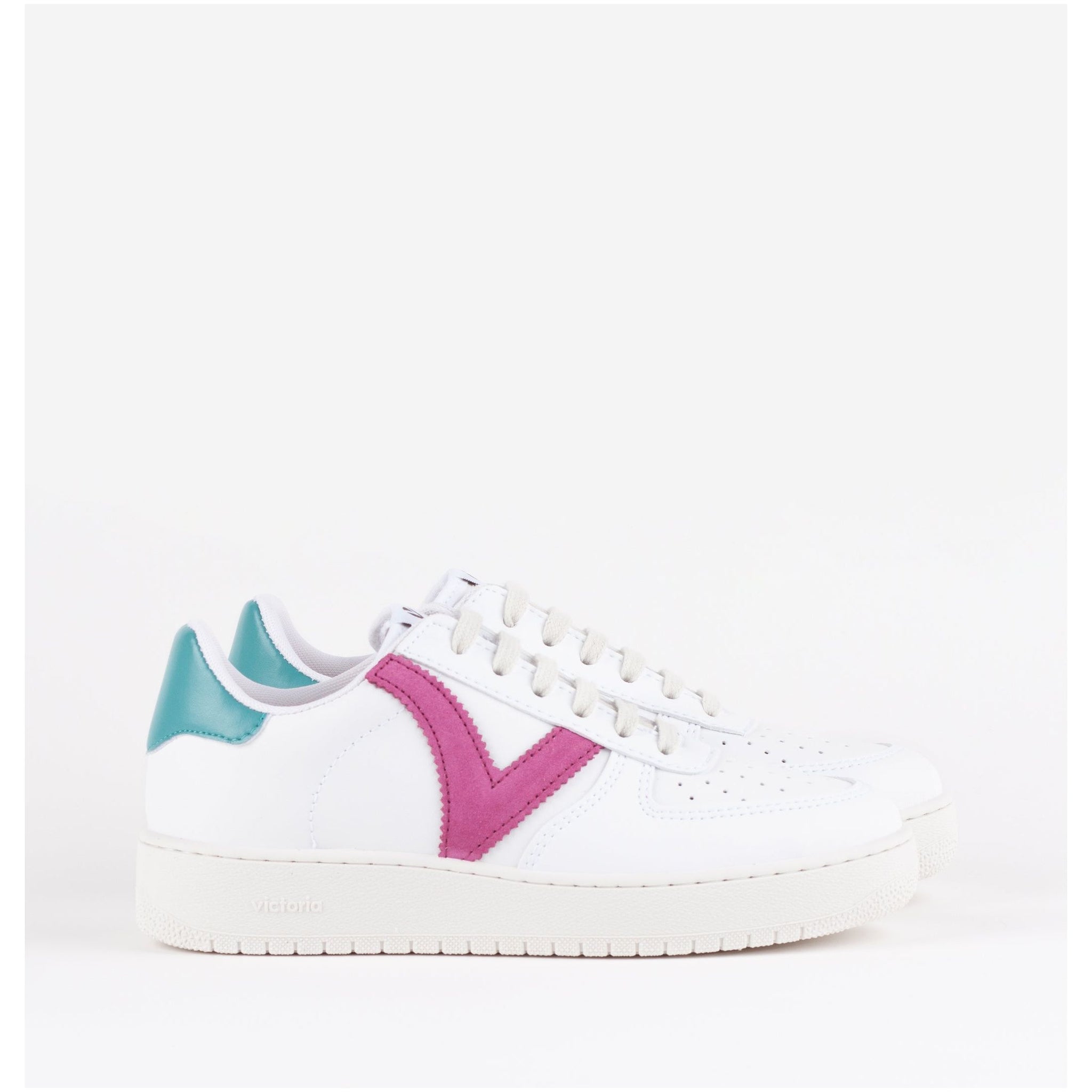 Victoria Madrid(1258201) - Ladies Platform Lace Trainer in White/Fuchsia/Green | Victoria Trainers | Wisemans | Shoe Shop | West Cork | Ireland
