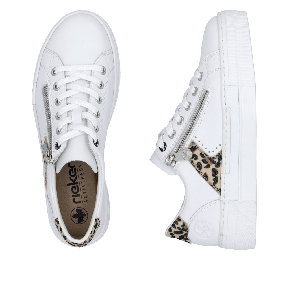 Rieker N4924 - Ladies Lace with Zip Trainer in White Multi |&nbsp;Rieker Shoes | Wisemans | Bantry | Shoe Shop | West Cork | Munster