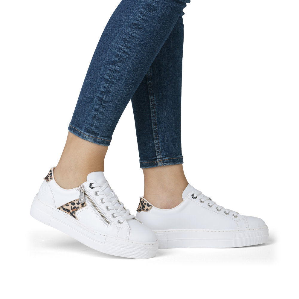 Rieker N4924 - Ladies Lace with Zip Trainer in White Multi |&nbsp;Rieker Shoes | Wisemans | Bantry | Shoe Shop | West Cork | Munster
