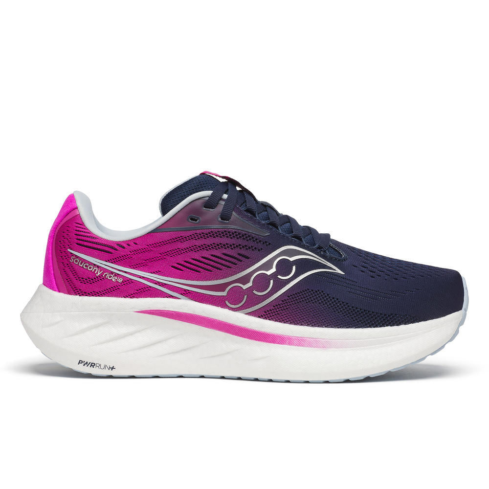 Saucony Ride 18 (S21000-160) - Ladies Lace Trainer in Navy/Pink | Saucony Trainers | Wisemans | Bantry | Shoe Shop | West Cork | Munster