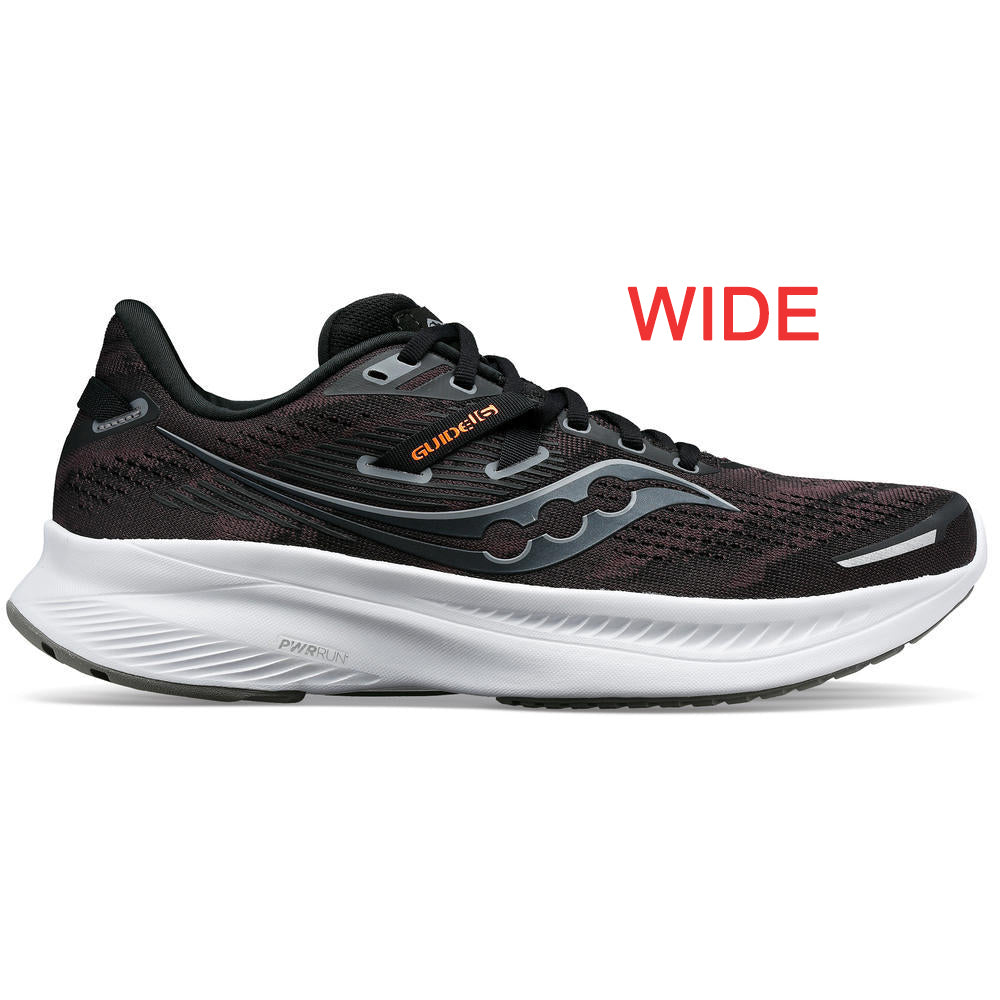 Saucony Guide 16(S20811-05)- Mens Wide Fit Trainer in Black/White . Saucony Trainers | Wisemans | Bantry | Shoe Shop | West Cork | Ireland