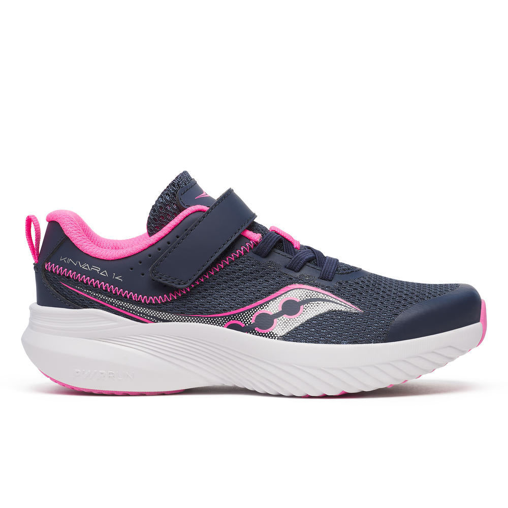 Saucony Kinvara (SK168052) - KIds Velcro Trainer in Navy/Pink | Saucony Trainers | Wisemans | Bantry | Shoe Shop | West Cork | Munster