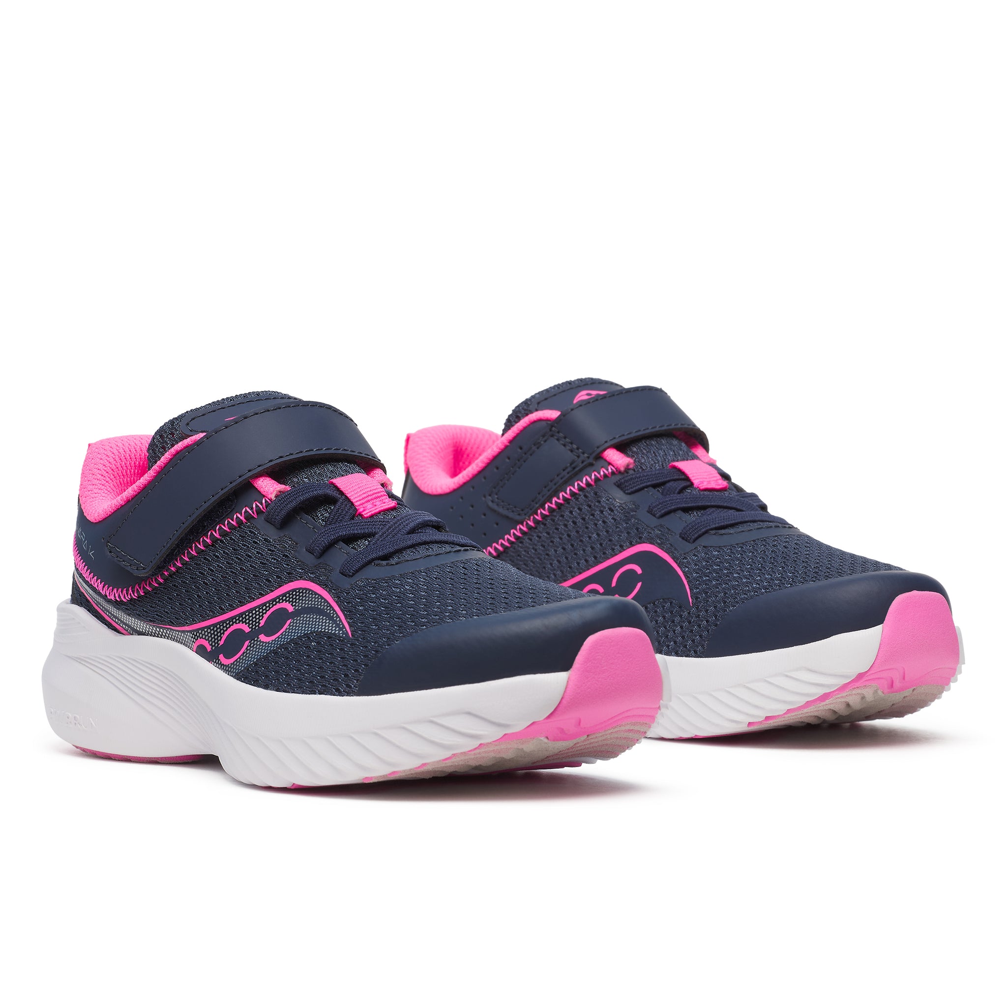 Saucony Kinvara (SK168052) - KIds Velcro Trainer in Navy/Pink | Saucony Trainers | Wisemans | Bantry | Shoe Shop | West Cork | Munster