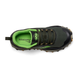 Saucony Peregrine 12(SK267297) - Kids Water-Repellent Lace Trainer in Black/Green | Saucony Trainers | Wisemans | Bantry | Shoe Shop | West Cork | Ireland