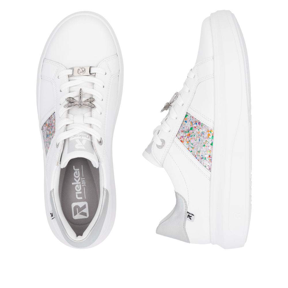 Rieker Evolution W1202 - Ladies Lace Trainer In White | Rieker | Wisemans | Bantry | Shoe Shop | West Cork | Munster