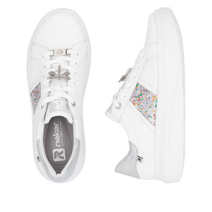 Rieker Evolution W1202 - Ladies Lace Trainer In White | Rieker | Wisemans | Bantry | Shoe Shop | West Cork | Munster