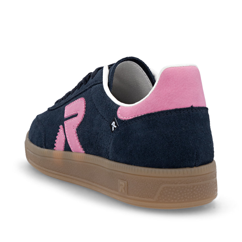 Rieker Evolution W2200 - Ladies Retro trainer in Navy/Pink | Rieker Shoes | Wisemans | Bantry | Shoe Shop | Munster