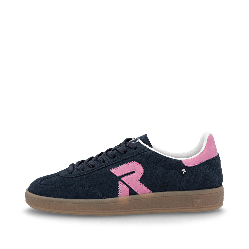 Rieker Evolution W2200 - Ladies Retro trainer in Navy/Pink | Rieker Shoes | Wisemans | Bantry | Shoe Shop | Munster