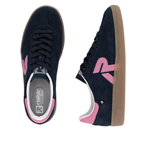 Rieker Evolution W2200 - Ladies Retro trainer in Navy/Pink | Rieker Shoes | Wisemans | Bantry | Shoe Shop | Munster