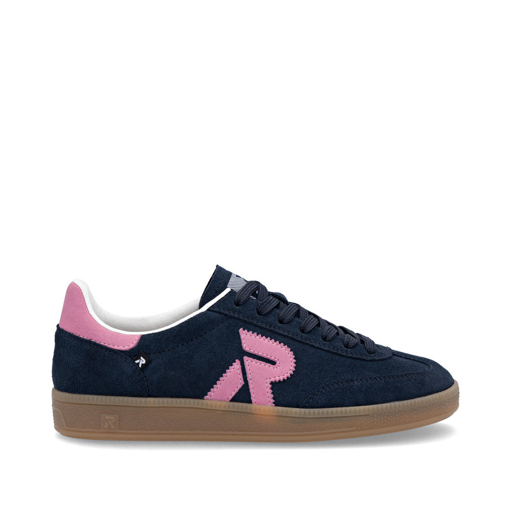 Rieker Evolution W2200 - Ladies Retro trainer in Navy/Pink | Rieker Shoes | Wisemans | Bantry | Shoe Shop | Munster