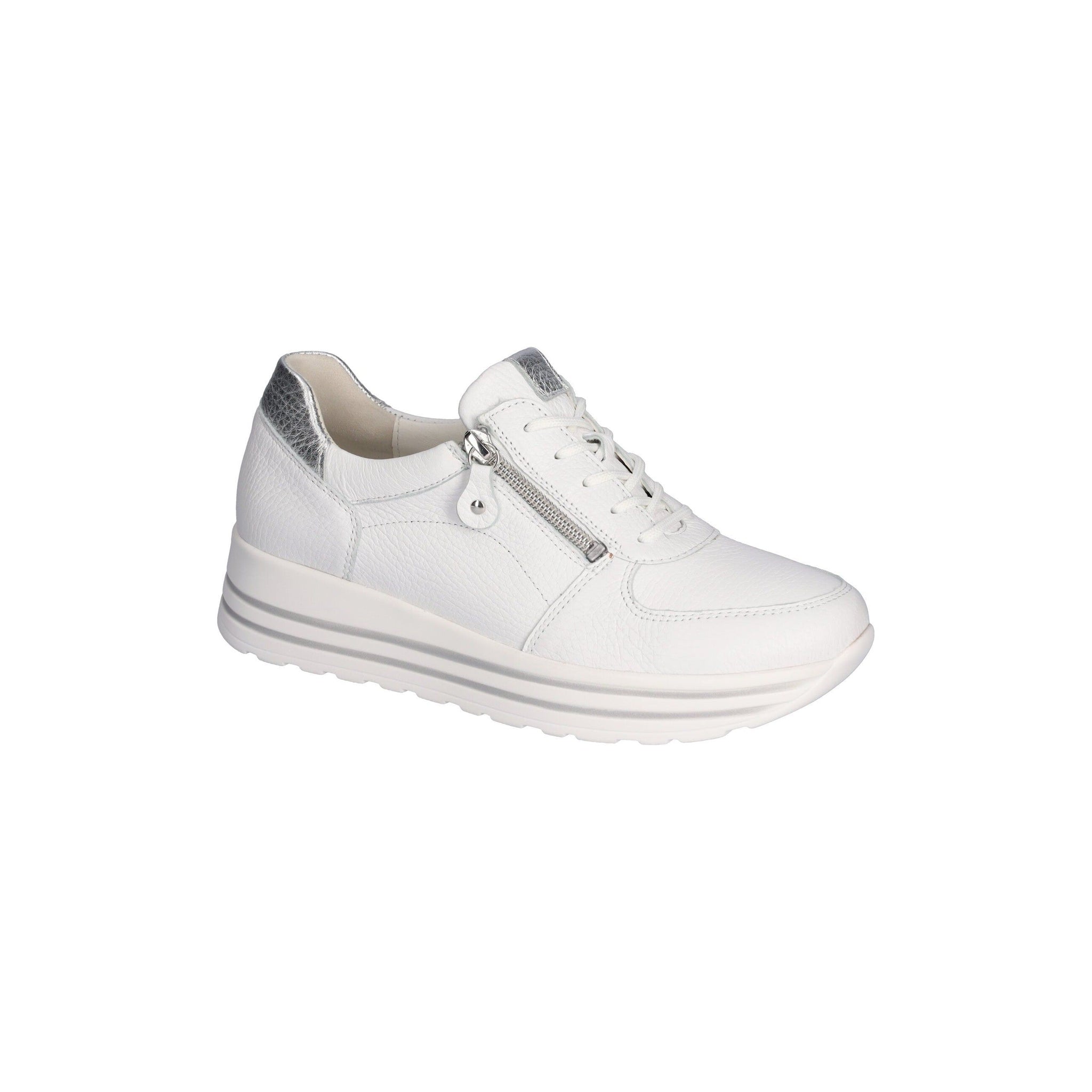 Waldlaufer H-Lana (758009) - Ladies Lace Trainer with Zip in White. Waldlaufer | Wide Fit Shoes | Wisemans | Bantry | West Cork | Munster | Shoe Shop | Ireland