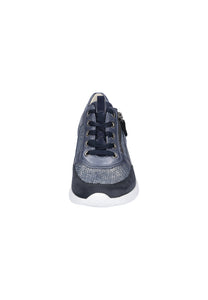 Waldlaufer Himona (980008) - Ladies Low Wedge Lace with Zip In Navy Combi | Waldlaufer Shoes | Wide Fit | Wisemans | Bantry | Shoe Shop | Munster | Ireland
