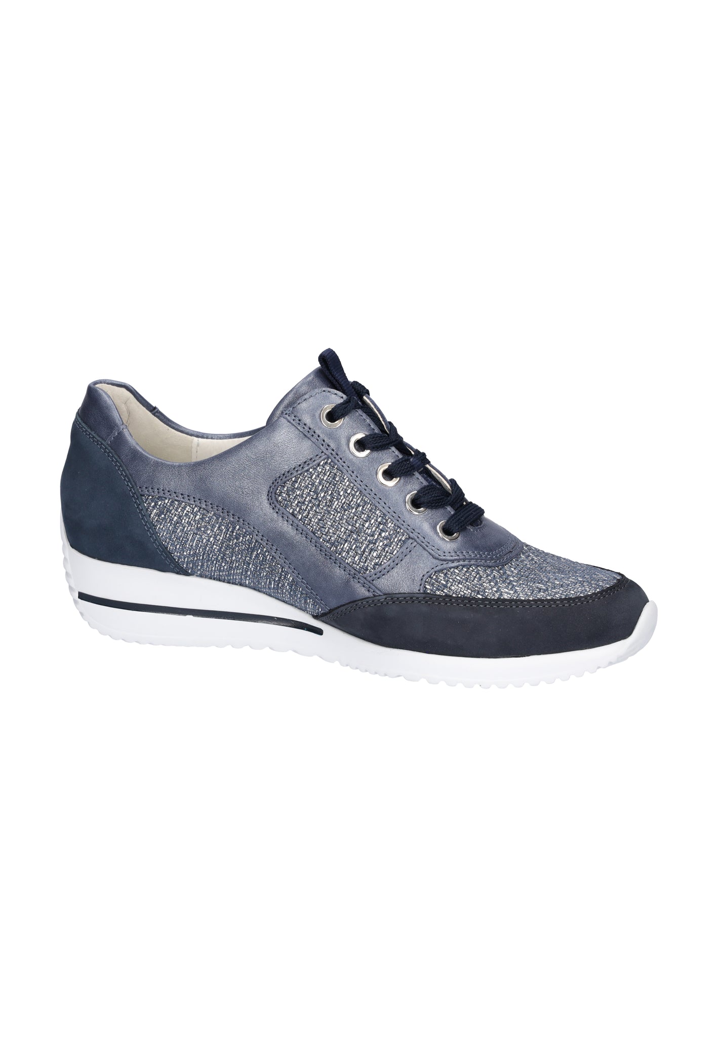 Waldlaufer Himona (980008) - Ladies Low Wedge Lace with Zip In Navy Combi | Waldlaufer Shoes | Wide Fit | Wisemans | Bantry | Shoe Shop | Munster | Ireland