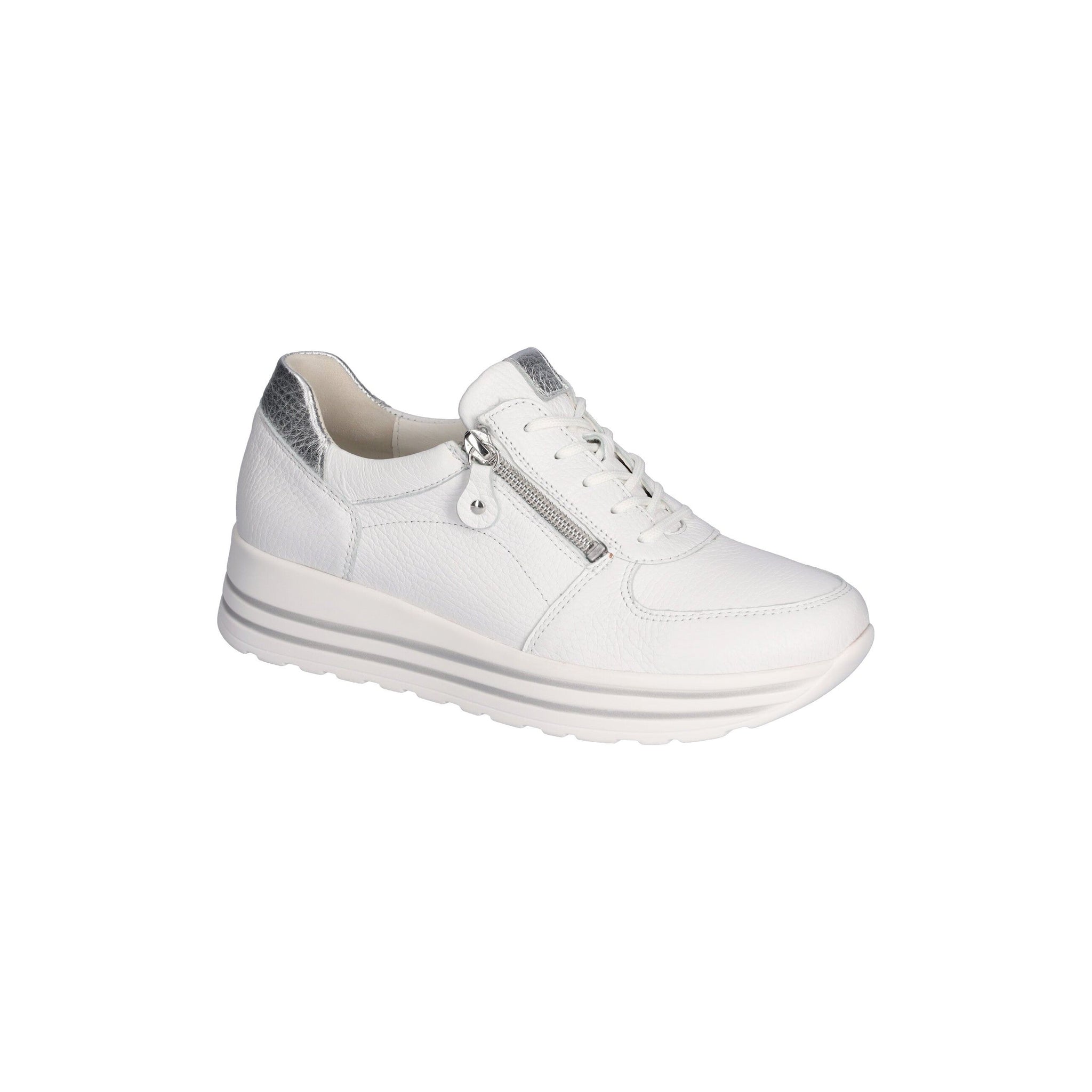 Waldlaufer Lana (7580009)- Ladies Lace with Zip Platform Trainer in White |&nbsp;Waldlaufer Shoes | Wide Fit | Wisemans | Bantry | Shoe Shop | Munster | Ireland