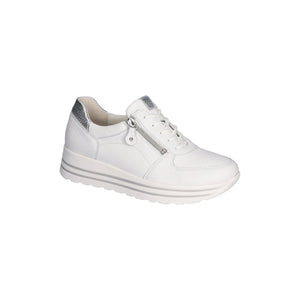 Waldlaufer Lana (7580009)- Ladies Lace with Zip Platform Trainer in White |&nbsp;Waldlaufer Shoes | Wide Fit | Wisemans | Bantry | Shoe Shop | Munster | Ireland