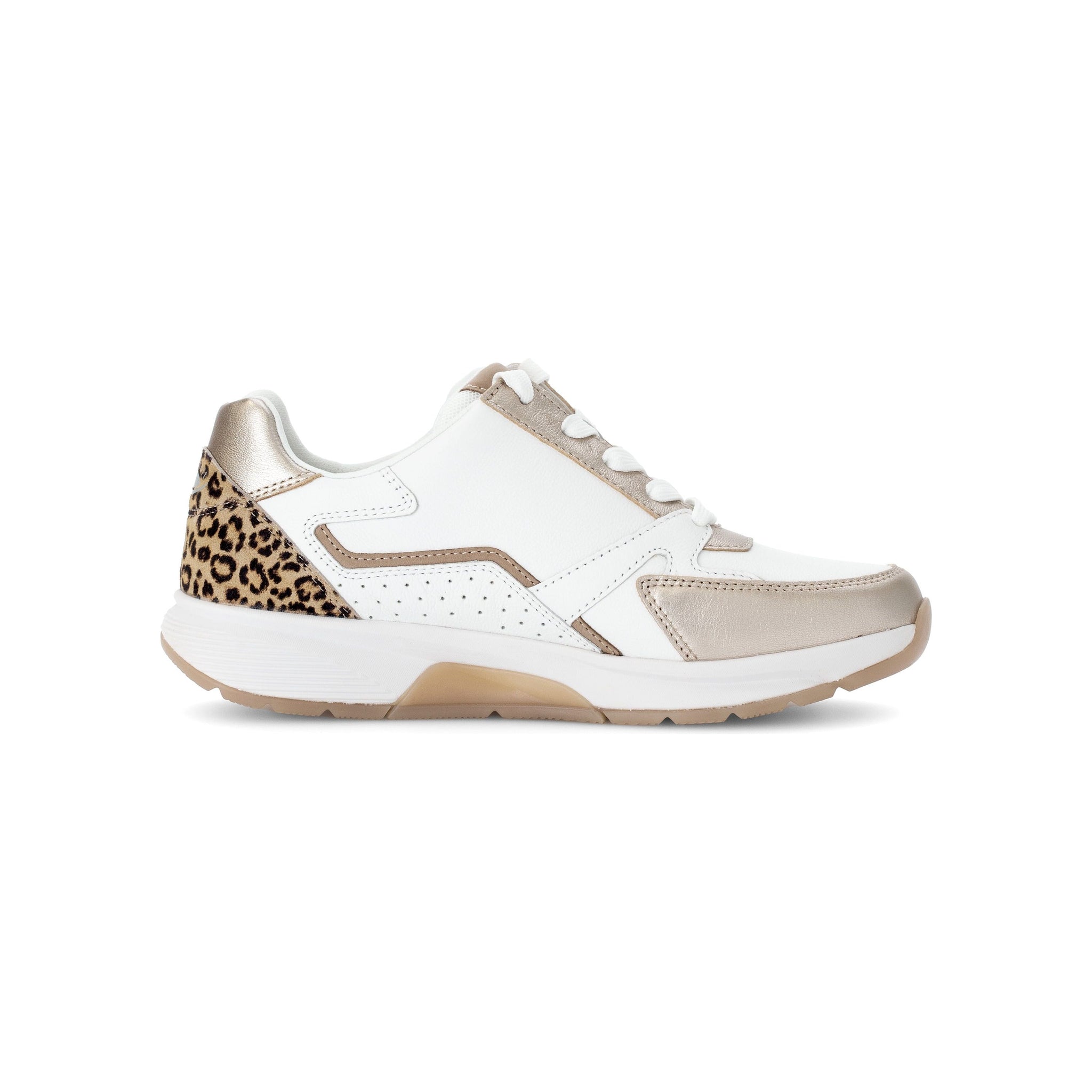 Gabor Rolling Soft Adora (66.878.53)-- Ladies Lace with Zip Trainer in White/Gold Gabor Shoes | Rolling Soft | Wisemans | Bantry | Shoe Shop | West Cork | Munster