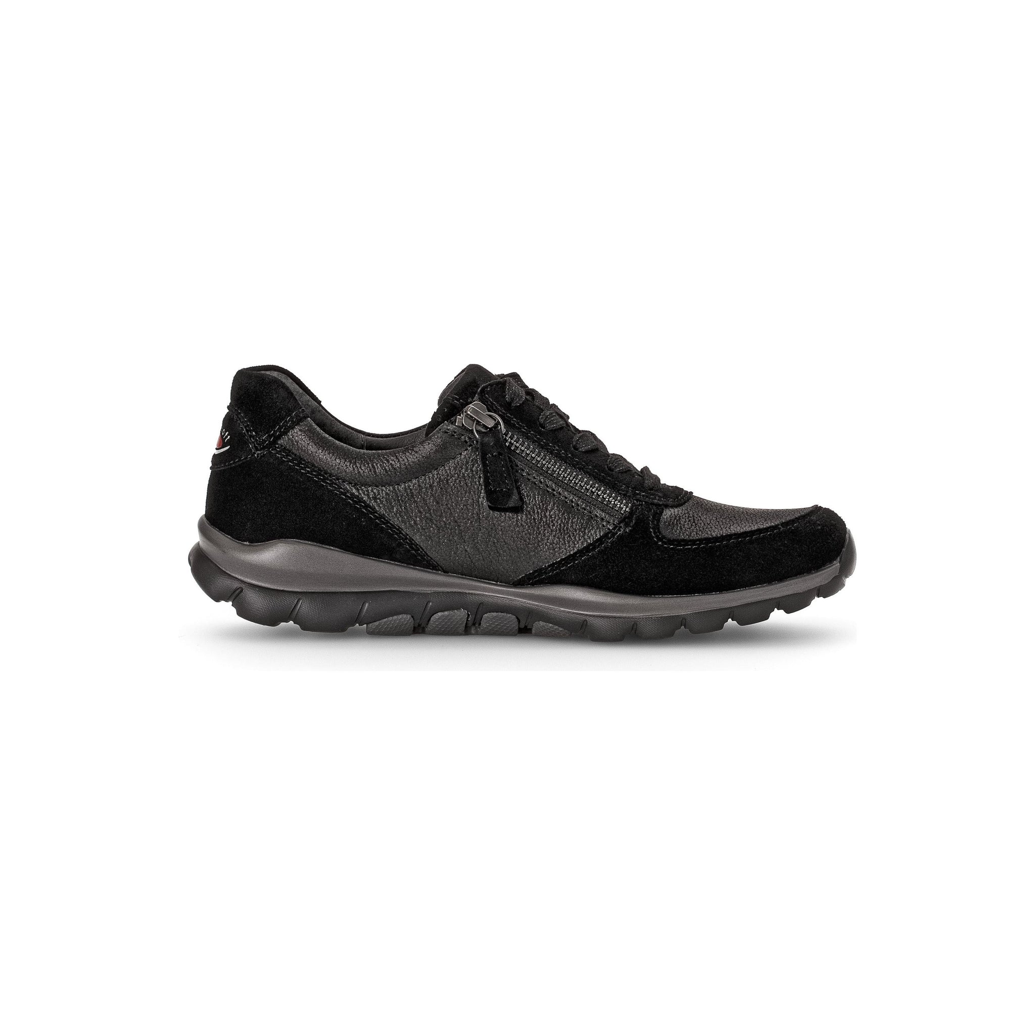 Gabor Fantastic (56.968.37) - Gabor Rolling Soft Lace trainer with Double Zip in Black | Gabor | Wisemans | Bantry | West Cork | Shoe Shop | Ireland