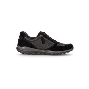 Gabor Fantastic (56.968.37) - Gabor Rolling Soft Lace trainer with Double Zip in Black | Gabor | Wisemans | Bantry | West Cork | Shoe Shop | Ireland