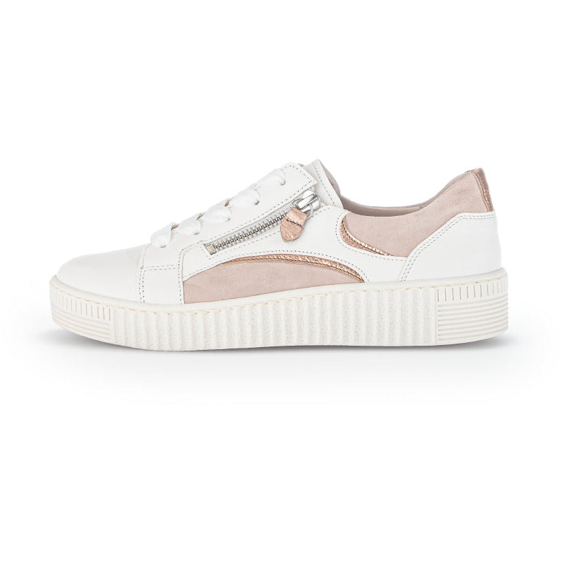 Gabor Wemo (23.330.25) - Ladies Lace with Zip Trainer in White/Rose .  Gabor Ladies Shoes Boots and Sandals | Wisemans | Bantry | West Cork | Ireland