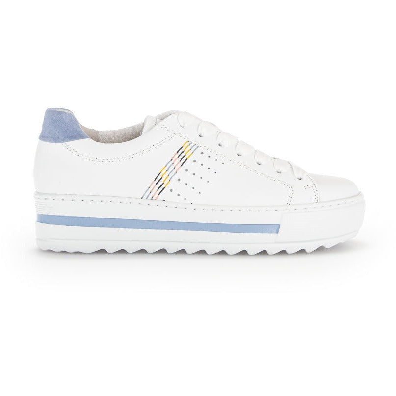 Gabor Heloma (26.495.51) - Ladies Flatform Trainer in White/Blue. Gabor Ladies Shoes Boots and Sandals | Wisemans | Bantry | West Cork | Ireland