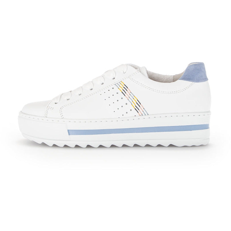 Gabor Heloma (26.495.51) - Ladies Flatform Trainer in White/Blue. Gabor Ladies Shoes Boots and Sandals | Wisemans | Bantry | West Cork | Ireland