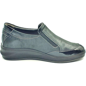 Suave Fiona(603401)- Ladies Low Wedge Slip On In Black . Suave Shoes | Wisemans | Bantry | West Cork | Ireland