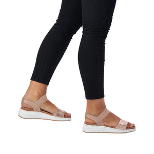 Rieker 64300 - Ladies Sandal in Rose Metallic. Rieker Shoes | Wisemans | Bantry | West Cork | Ireland