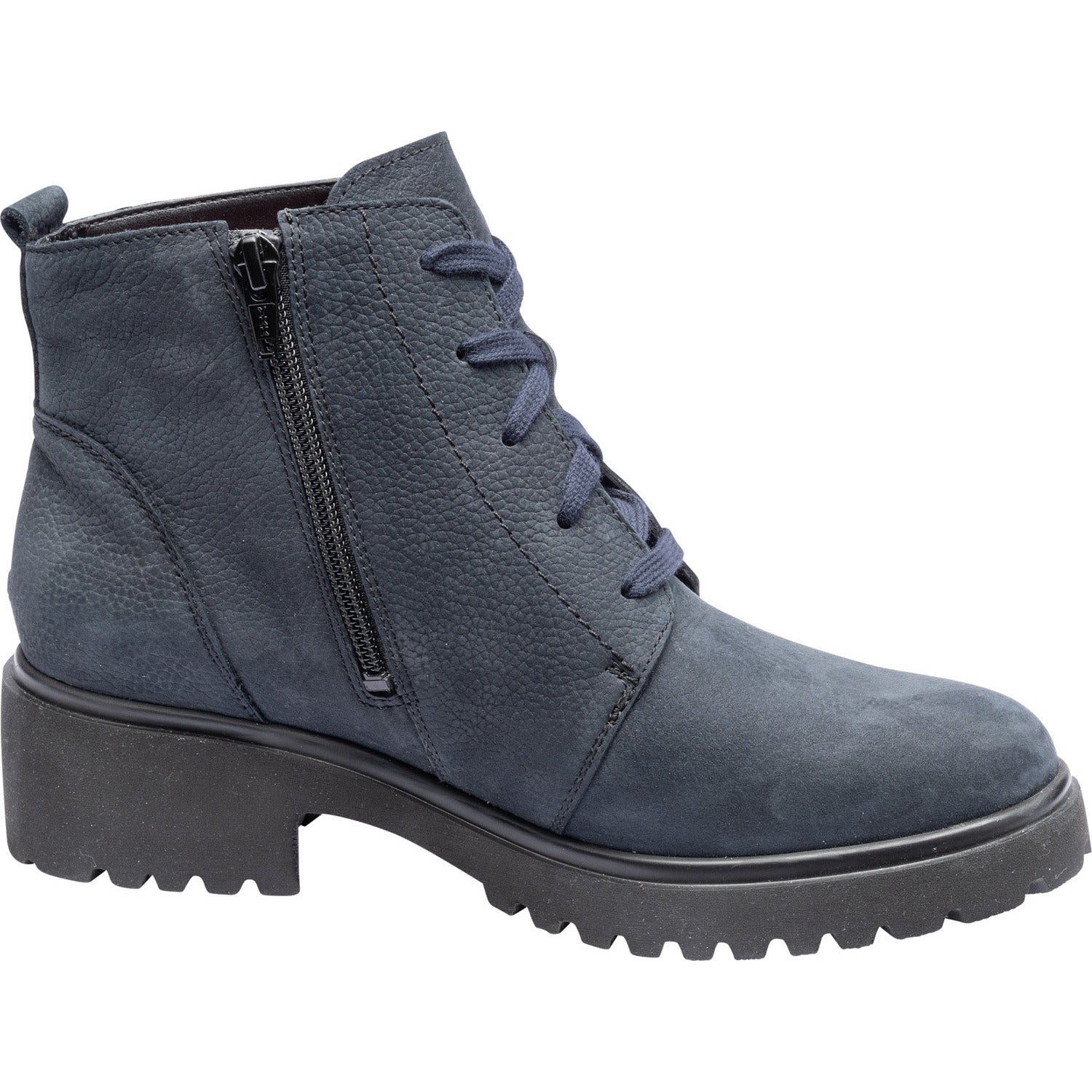 Waldlaufer Luise (716807) - Ladies Lace-up Boot with Zip in Navy Nubuck . Waldlaufer Shoes & Boots | Wide fit Shoes | Wisemans | Bantry | West Cork | Cork | Ireland