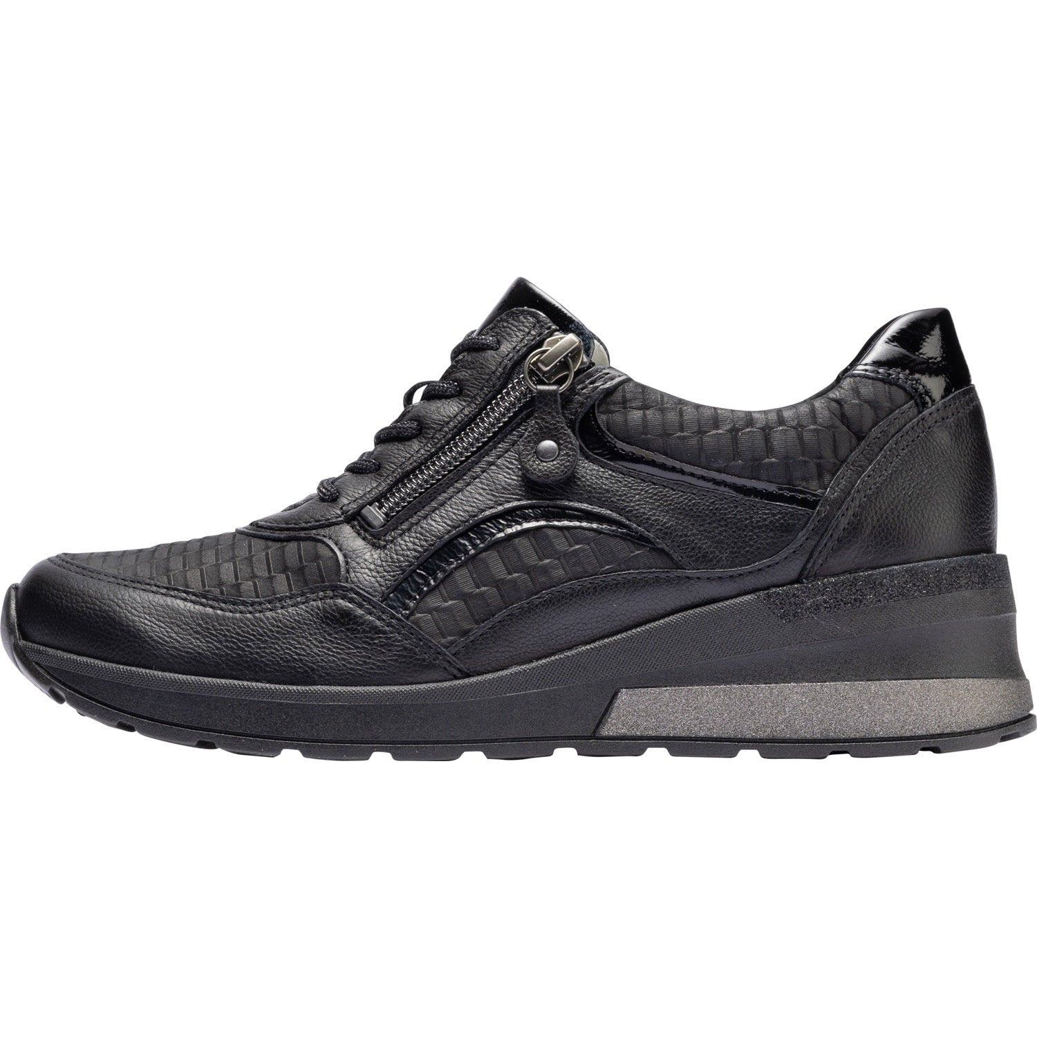 Waldlaufer Clara(939011)- Ladies Lace Wedge Shoe  With Double  Zip in Black.Waldlaufer  | Wide Fit Shoes | Wisemans | Bantry | West Cork | Ireland
